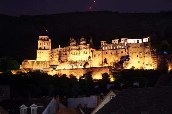 Castillo de Heidelberg durante la vista nocturna — Foto de Stock