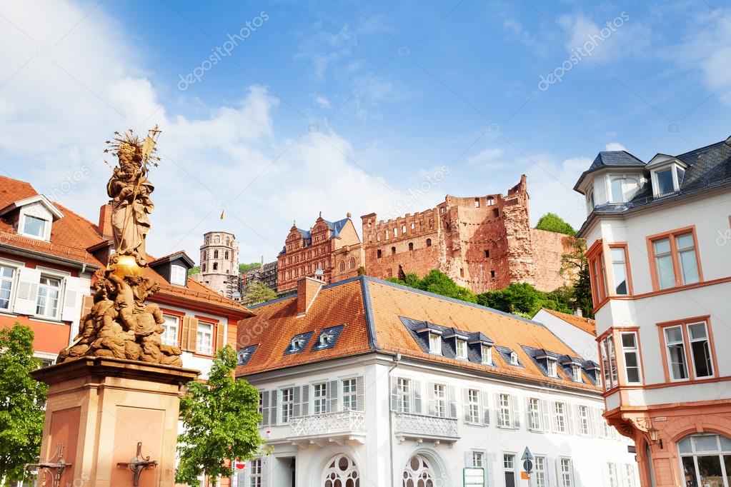 Schloss Heidelberg from town square view