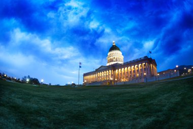 Utah Capitol building at night clipart