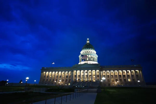 Nacht uitzicht, Utah Capitool — Stockfoto