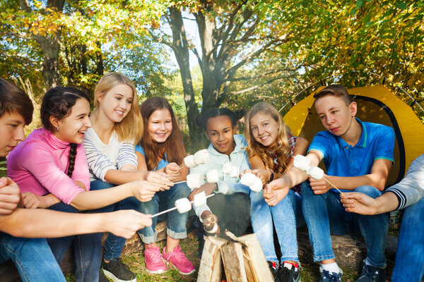 Друзья в лагере гриль зефир
