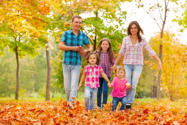 Sonbahar parkında bir aile — Stok fotoğraf