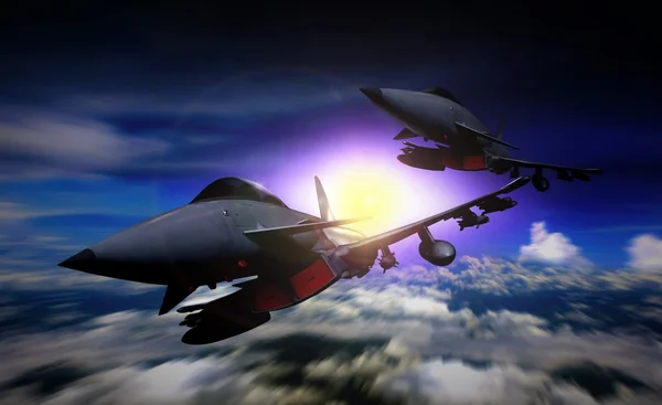 Dua jet tempur terbang dalam misi — Stok Foto
