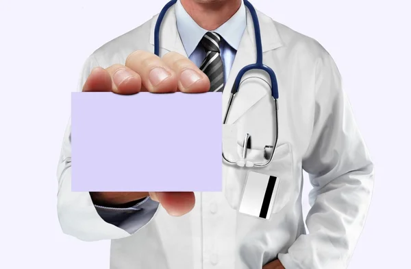 Médecin montrant la carte d'appel — Photo