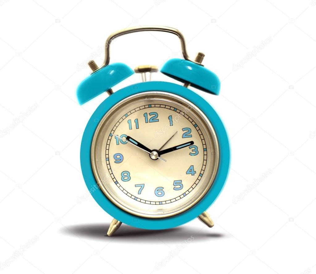 Blue alarm clock ringing