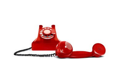 Kırmızı vintage telefon ve alıcı