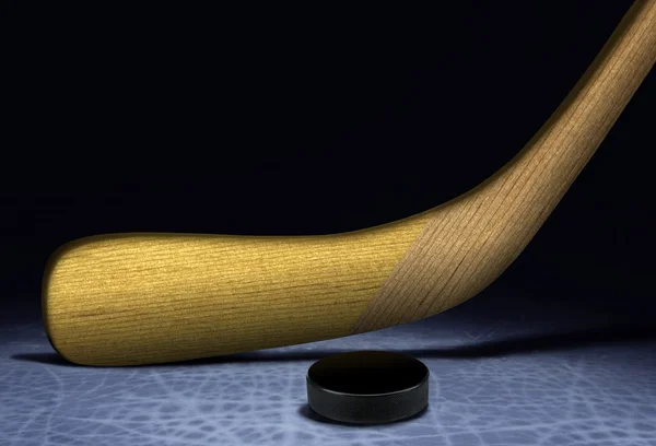 Ice Hockey Stick and Puck — Stock Photo, Image