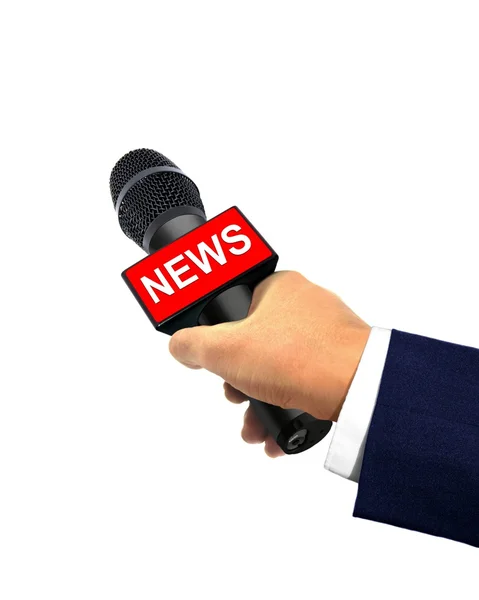 Reporter Hand Holding Microphone — Stock Photo, Image