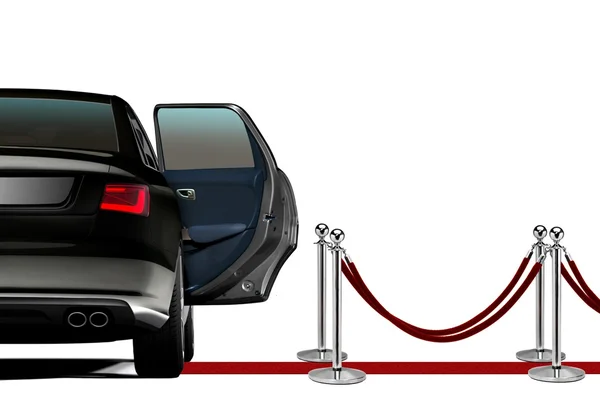 Limousine on Red Carpet Arrival — Stock Photo, Image