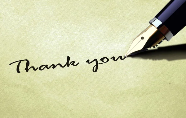 Thank you on old paper texture — Stock Photo, Image