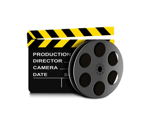 Film reel en klepel bestuur pictogram — Stockfoto