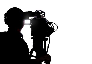 Beyaz üzerinde çekim kameraman