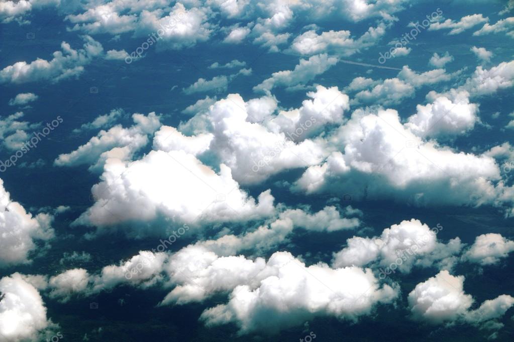 Clouds from airplane wing view