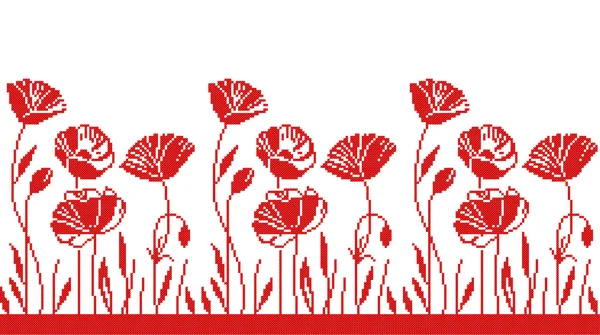 Croix ornementale de coquelicots — Image vectorielle