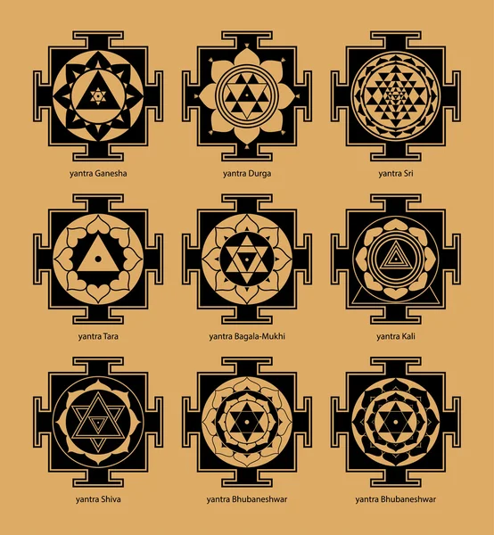 Yantras 黑色 — 图库矢量图片