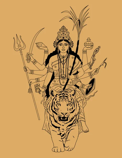 Diosa india Durga — Archivo Imágenes Vectoriales