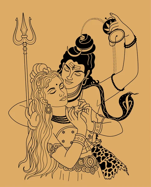 Shiva y Shakti — Vector de stock