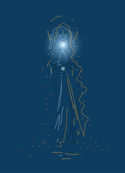 Vierge Marie en bleu foncé — Image vectorielle