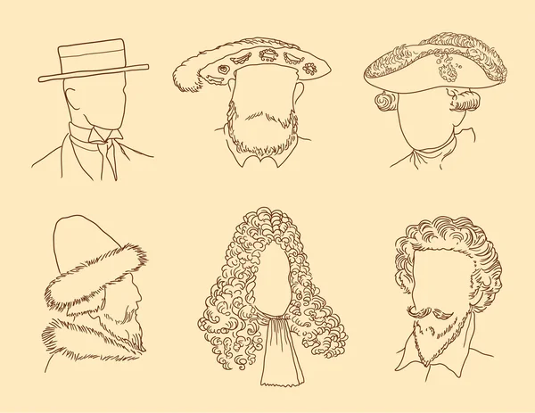 Sombreros de los hombres de diferentes tiempos — Archivo Imágenes Vectoriales