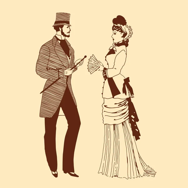 Pareja en estilo retro — Archivo Imágenes Vectoriales