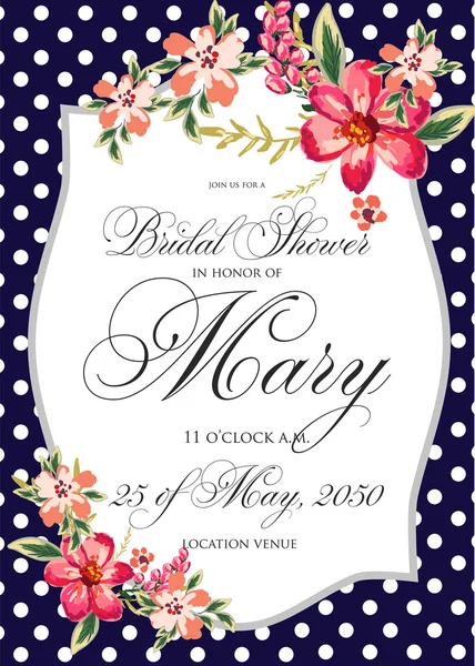 Bridal Shower Invitation with hibiskus flowers — Stockvector