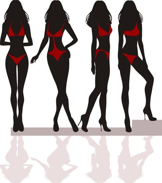 Silhouette of the  girls — Stock Vector