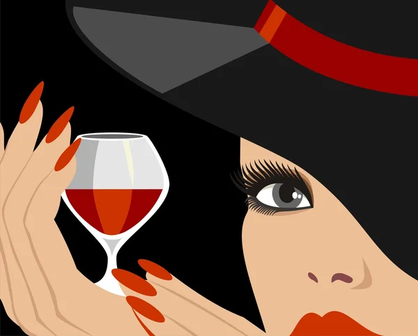 Κυρία με κόκκινο κρασί — Διανυσματικό Αρχείο