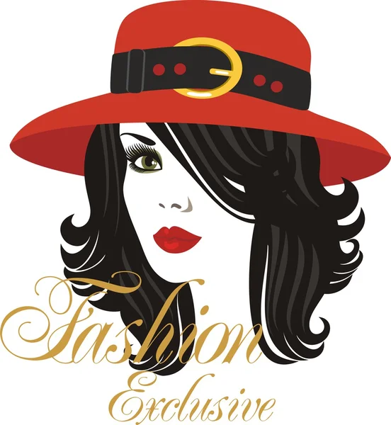 Dama del sombrero rojo — Vector de stock