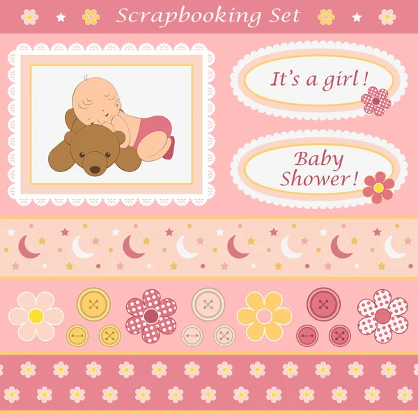 Set scrapbooking numérique pour bébé fille . Illustrations De Stock Libres De Droits