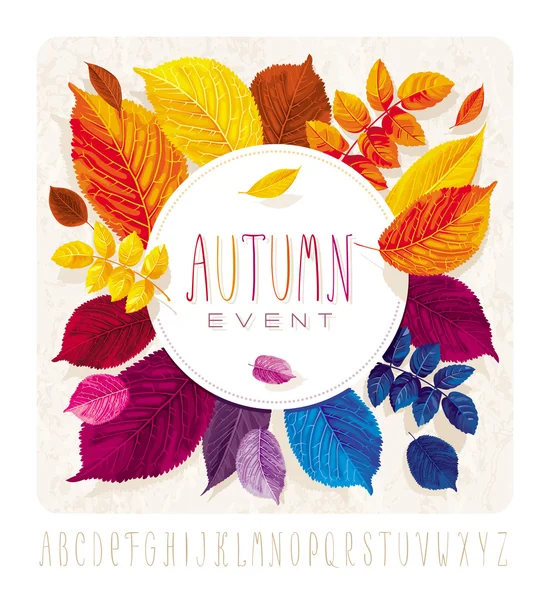 Herbstblätter Grunge Circle — Stockvektor