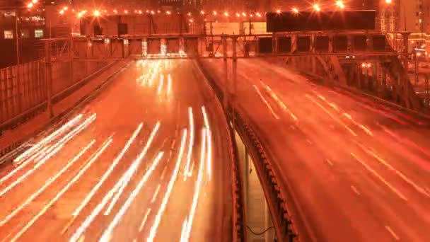 Miasta w nocy światła drogowego upływ czasu — Wideo stockowe