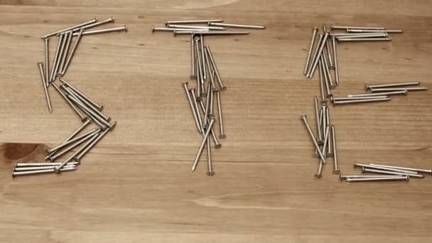 Steel word made of nails — Stock Video