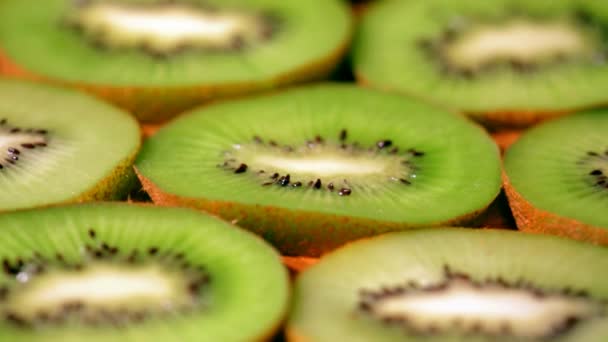 Kiwi-Fruchtscheiben aus der Nähe betrachten — Stockvideo