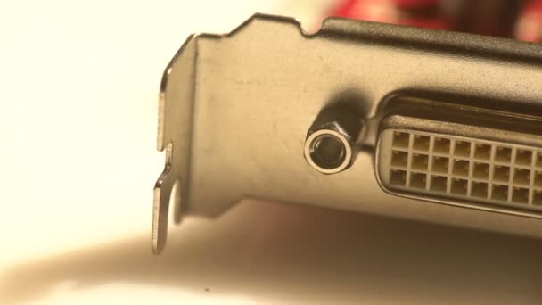 Close view of a DVI port in a graphics card — Stock Video