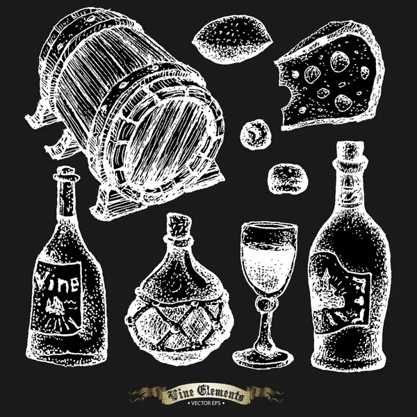 Conjunto de elementos del vino — Vector de stock