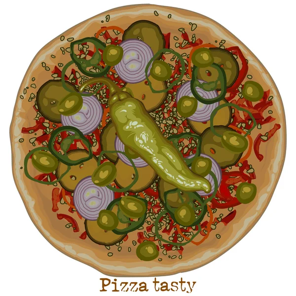 Pizza, dibujo a mano alzada — Vector de stock