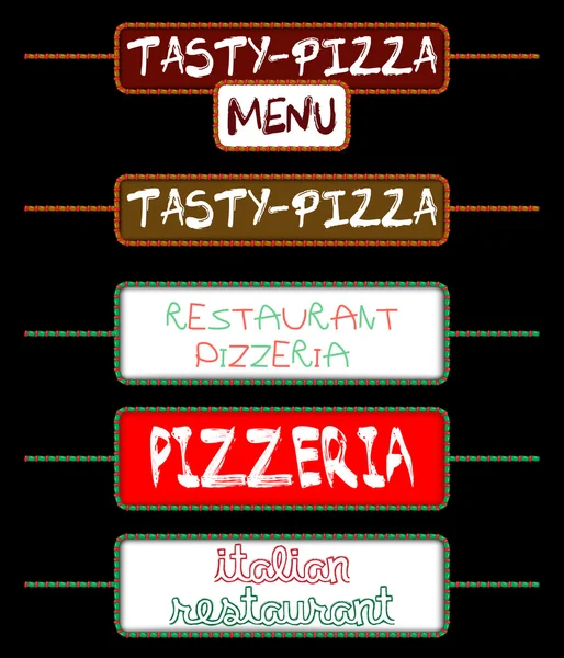 Set dari tag untuk pizzerias - Stok Vektor