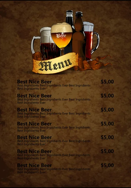 Design de menu com cerveja —  Vetores de Stock
