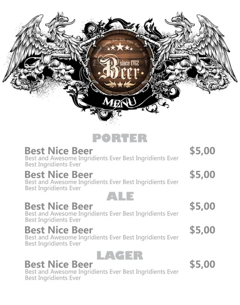 Design de menu com cerveja —  Vetores de Stock