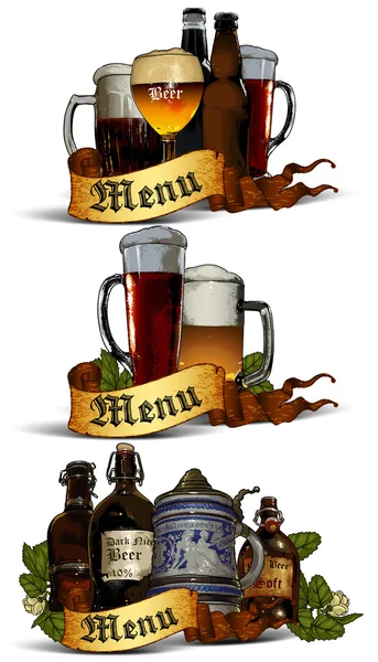 Conjunto de elementos de cerveja — Vetor de Stock