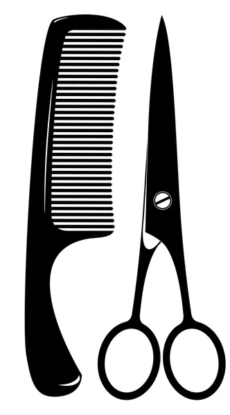 Comb and scissors — Stock Vector