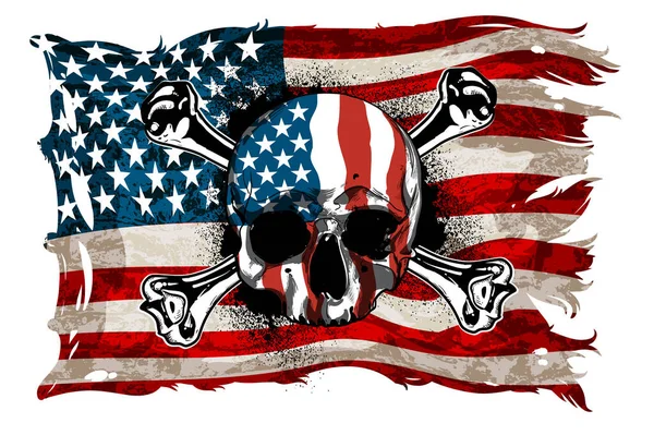 Eski tarz Amerikan bayrağı dekoru olan bir kartpostal ya da pankart tasarımı. Son derece gerçekçi illüstrasyon.