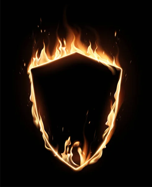 火災の背景に木製の盾 透明煙の特殊効果 非常に現実的なイラスト — ストックベクタ