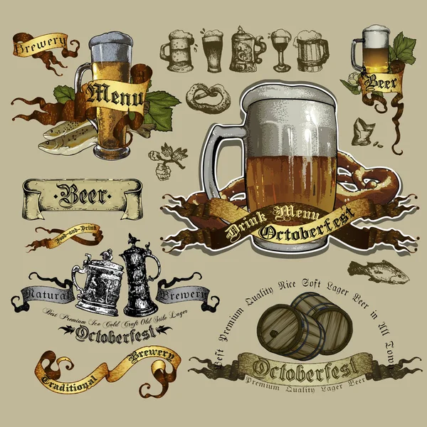 Set of beer elements — Stock Vector