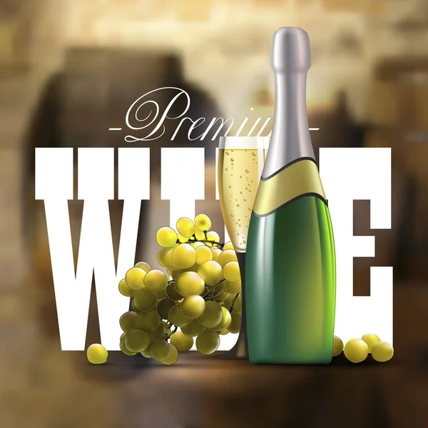 Şarap ve asmawijn en grapevine — Stok Vektör