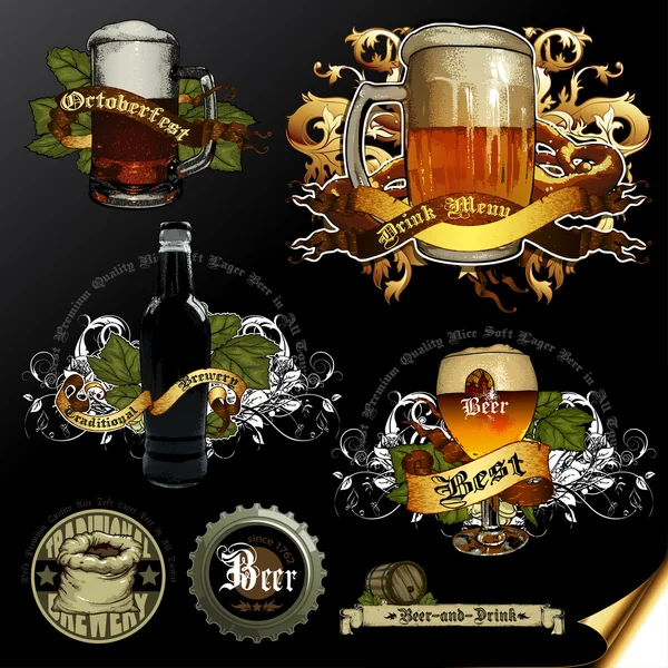 Conjunto de iconos de la cerveza — Vector de stock