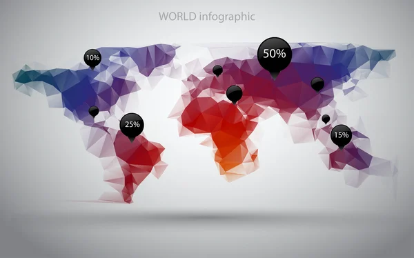 Infográfico mapa do mundo —  Vetores de Stock