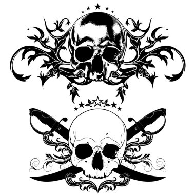 decorative art background with skull clipart