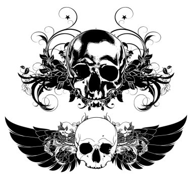 Kafatası ile arka plan dekoratif sanat