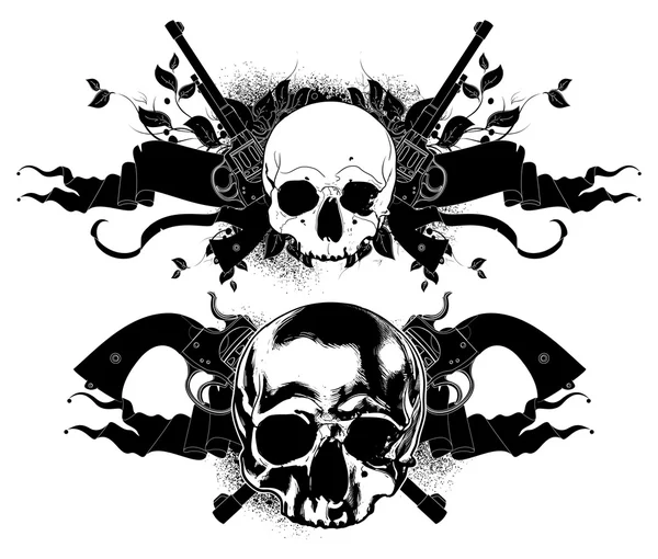 Decorative art background with skull — Stock Vector